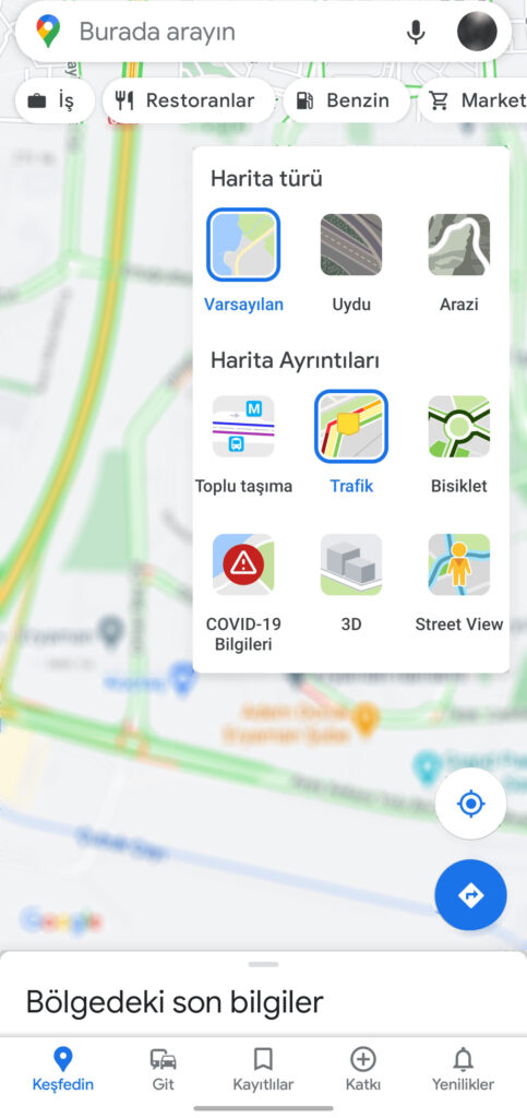 Google Maps Android Uygulama Ekran Görüntüsü